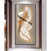 Light Luxury Crystal Painting Gold And White Feather 